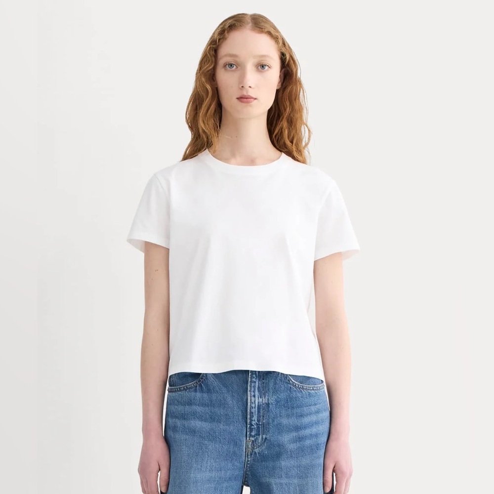 Everlane Box cut crew neck T-shirt organic cotton in white Size S NWOT
